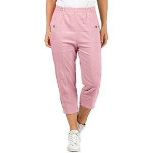 eyes Womens Summer Capri Trousers Ladies Three Quarter Soft 3/4 Pants Jeans Stretch Cropped Pull on Casual Bottoms Elasticated Waist Plus Size Shorts UK (Dusty Pink, 24)