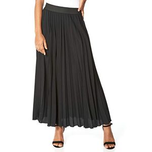 Roman Originals Pleated Skirt for Women UK Ladies Maxi Midi Crinkle Summer Smart Casual Evening Special Occasion Elasticated Waistband Party Holiday Long Crepe - Black - Size 10
