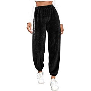 Heidee Womens Linen Trousers Harem Pants HEIDEE Womens Fuzzy Fleece Pants Fur Warm Thickened Fluffy Jogger Sweatpants Winter Comfort Soft Pajama Sleep Leggings Black