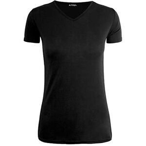 Be Jealous Fashion Star Womens V Neck Short Sleeve Basic T-Shirt Top Black S/M (UK 8/10)