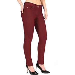 Fashion Star Womens Plain Zip Pockets Skinny Denim Jeggings Wine Plus Size UK 26