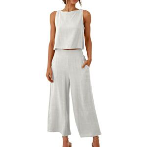 7-12 Days. If Not, Contact Us Plz. 2 Piece Summer Outfits Women Sleeveless Tank Crop Top Wide Leg Pants Set with Pockets Cotton Linen Tracksuit Set Round Neck CasualSuit Jumpsuit Loungewear Casual Outfits Top Pant Set 1-White XXL