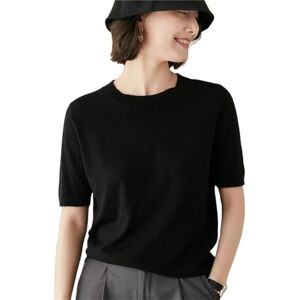 ENXCLWTW Shirt Summer Round Neck Knitted Sweater Summer T-Shirt Short Sleeve-Black-Xl