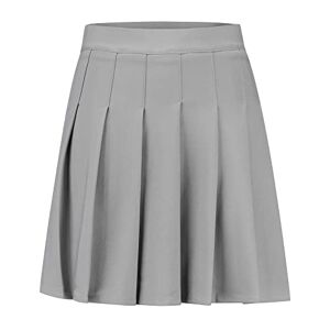 YYNUDA Women Girls Pleated Short Skirt High Waist Stretchy Skirt Mini Tennis Skater Skirt with Inner Shorts Grey XL