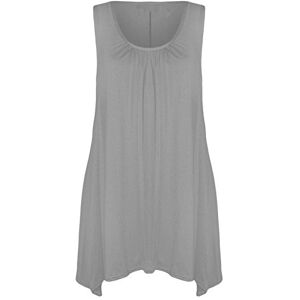 Mustwearit New Womens Ladies Hanky Hem Baggy Summer Casual Long Tunic Vest Top UK Size 8-26 Light Grey