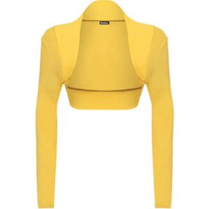 WearAll Womens Plus Size Plain Long Sleeve Cropped Ladies Shrug Bolero Cardigan Top - Yellow - 16/18