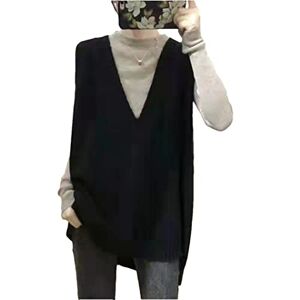 Disimlarl Casual V-Neck Cashmere Vest Women Knitted Sleeveless Sweater Wool Coat Home Waistcoat black L