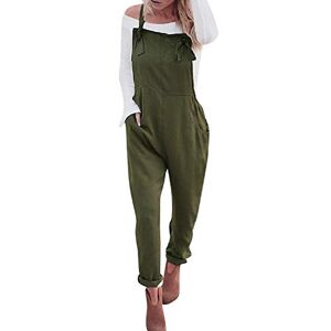 Petalum Women Girls Fahion Bib Overalls Loose Dungarees Jumpsuit Adjustable Straps Straight Pants with Pockets Plus Size Green 18/tag 2XL