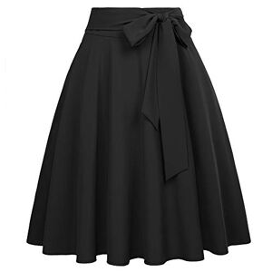 Vintage 50s Swing Skirts for Women Elegant Solid Midi Black BP0561-1 XL