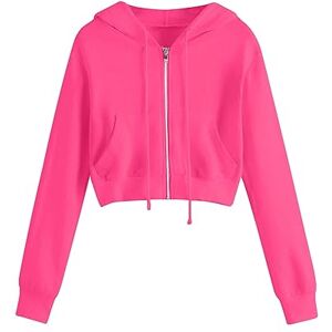 Ladies Jumpers 0728a31 Sweatshirts for Women UK Long Sleeve Crop Tops Zip Up Hoodie Jacket Teen Girls Pullover Sweatshirts Coat Casual Fall Y2k Cropped Hoodies Plain Color Fashion Outwear Jumper