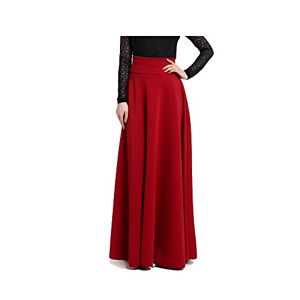 Ladies Plain Soft Maxi Skirt Womens Elegant High Waist Full Length Swing Skirt Plus Size S-5XL (5XL(Waist:36.22"/37.80"), Red Wine)