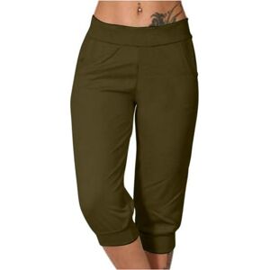 PRiME Capri Pants for Women UK Summer Cropped Trousers Elasticated Waist Capri Trousers Drawstring Mid Rise Cropped Leggings Casual Yoga Jogger Pants,Brown7,Large