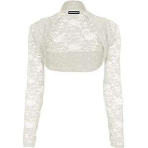 Hamishkane Ladies Floral Lace Long Sleeve Open Front Bolero Shrug Crop Cardigan Top Cream