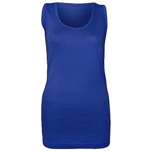 Womens Cotton Plain Vests Ladies Summer Casual Tops Stretchy Ribbed Sleeveless Camisole Scoop Neckline T-Shirt Style Muscle Gym Sports Rib Cami Long Vest Tank Tee Top (Royal Blue,18)