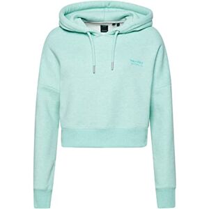 Superdry Women's Vintage Logo Crop Hood Sweatshirt, Minted Green Marl, UK 10