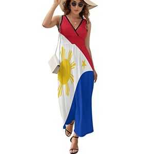 Rivngjde9438 Philippines Flag Maxi Dress for Women Sleeveless Long Summer Dresses Beach Dresses A Line L