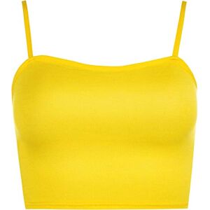 Hiffy Women's Strappy Sleeveless Ladies Bralet Crop Stretchy Vest Top UK Size 8-14 (Yellow, M-L(10-12 UK))