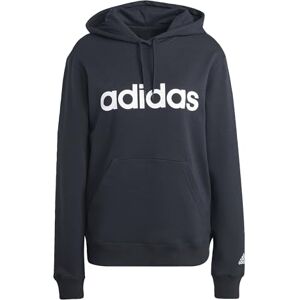 adidas Women's Essentials Linear Hooded Sweatshirt, Black/White, L