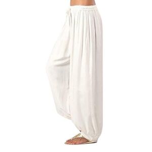Generic White 3/4 Trousers Women's Casual Loose Harem Trousers Women's Trousers Costume Trousers Women's Short, White, L