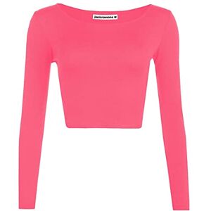 janisramone&#174; Ladies Tops, Classic Crew Neck Long Sleeve Tops Women - Soft & Stretchy Crop Tops for Women, Ideal for Casual or Going Out Tops Coral