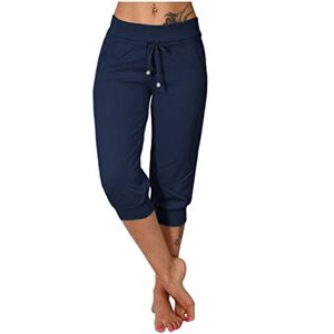 Summer Trousers for Women UK, Womens Joggers, Ladies 3/4 Length Trousers, Lightweight Trousers Women UK, 3/4 Jeans for Women UK, Black Pants Women, Ladies Nightwear Plus Size(L,Aa-Navy)