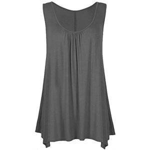 Mustwearit New Womens Ladies Hanky Hem Baggy Summer Casual Long Tunic Vest Top UK Size 8-26 Charcoal