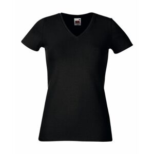 Fruit of the Loom Lady-fit V-Neck T-Shirt SS055 (XS, Black)