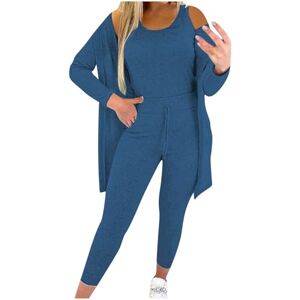 Amazon Fashion Womens Clothing Generic Tracksuit Womens Full Set Dressy 3 PC Lounge Wear Sets Long Sleeve Cardigan Blouse Round Neck Tank Tops Drawstring Slim Fit Sweatpants Soft Summer Comfort Sets for Homewear