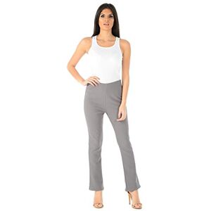 Stylo Online Ladies Bootleg Trousers Womens Boot Cut High Rise Stretch Soft Finely Ribbed Pull On Nurse Carer Work Bottoms Elasticated Waist Casual Pants (Grey, 12/29)