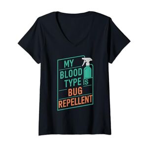 Summer Camping Hiking Insect Jokes Annoying Bugs Womens Insect humor Funny mosquito Ant picnic Bug repellent V-Neck T-Shirt