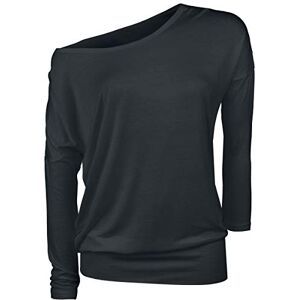Build Your Brand Women's Viscose Long-Sleeved T-Shirt, Black, S