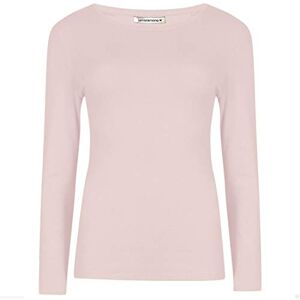 janisramone Womens Long Sleeve T-Shirt Ladies Round Neck Plain Casual Stretchy Tee Fitted Jersey Basic Top Stone