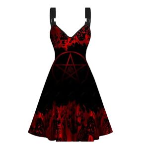 ScibOr Halloween cosplay dress large dress for women, Black red stars-5XL