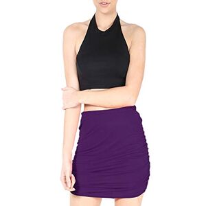 Be Jealous Womens Plain Stretchy Side Ruched Gathered Skirt Purple Plus Size (UK 16/18)