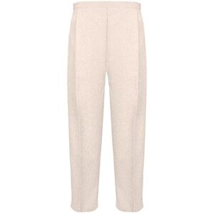 Ladies Half Elasticated Trouser Womens Stretch Waist Casual Office Work Formal Trousers Pants with Pockets Plus Big Size(Beige,UK 10/29 Inch Inside Leg)