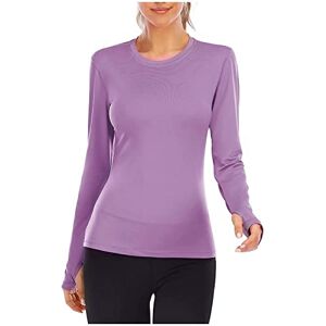 Generic Long Sleeve Blouse for Women UK Solid Colour Crewneck Tops Ladies Summer Baggy T Shirts Casual Dressy Going Out Tunics Purple