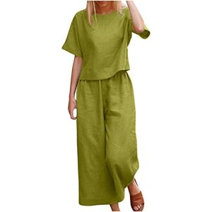 Women Baggy Sweatpants 2023 Women Jumpsuits for Summer UK Ladies Two piece Trouser-Suit Classic Crew Neck with Solid Printed Wide Leg Straight Leg Fit Elastic Casual Outfit Elegant Ruffle Sleeves Tunic Tops with Loose Fit Leg