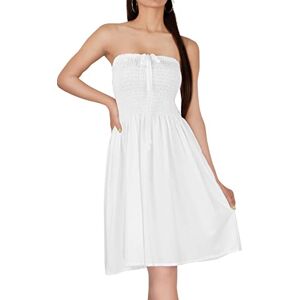 LA LEELA Women Short Tube Top Wedding Evening Dress Summer Elegant Midi Outfit Pearl, Solid M-L
