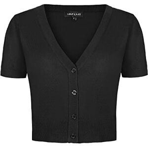 MINTLIMIT Summer Cardigan for Women Vintage 50s Bolero Shrug Cropped Length Bolero (Short Sleeve-Black L)