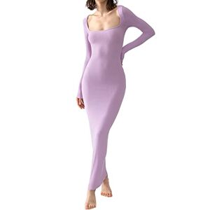 Yoisdtxc Women's Spaghetti Strap Stretch Maxi Skirt Low Cut Solid Color Dress Classic Sleeveless Backless Bodycon Maxi Dress (C-Purple 3, M)