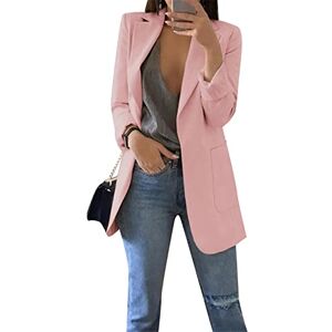 YMING Women Casual Cardigan Loose Suit Lapel Collar Lightweight Elegant Cardigan Pink XXL