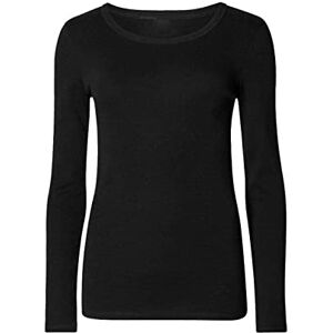 Unique AA ESSENTAILS&#174; Women Ladies Long Sleeve Round Neck Plain Top Stretchy Casual Summer T-Shirts Basic Slim fit Tee Tops (Black, 16-18)