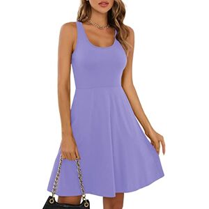 Missufe Women's Summer Dress Mini Dress Rockabilly Casual Dress Skater Dress Short Tank Dresses, light purple, L