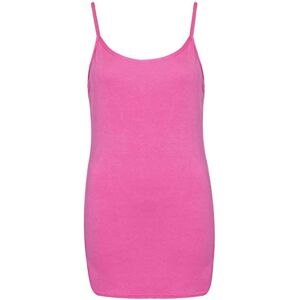 Women's Plain Sleeveless Vest Ladies Stretch Round Neckline Long Spaghetti Strap T-Shirt Camisole Layering Vest Tank Top (12-14, Fuchsia)