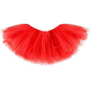 Yolev Tulle Tutu Skirt for Women Adult Tutu Dress with 5 Layered Tulle Ballet 80's Tutu Fluffy Skirts t for Dress-up Parties Dancing (Red)