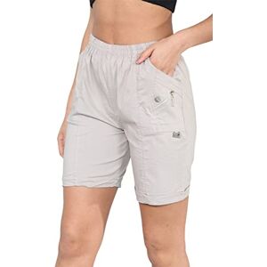 Romaans Ladies Summer Shorts for Women Elasticated Waist Crop Pull On Capri Stretch Fit Lounge Beach Italian Cotton Short Lightweight for Travelling (as8, numeric, numeric_20, regular, regular, Beige)