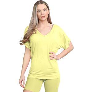 Hamishkane&#174; Turn Up Short Sleeve Baggy Fit Oversized t Shirts for Womens, V Neck Tops for Women UK, Batwing Turn Up Sleeve Ladies Tops Size 8-26 UK Yellow