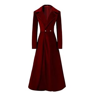TDEOK Women's lightweight thin vintage slim medieval retro Halloween & Christmas asymmetric long velvet blazer coat casual jackets gothic clothing for women in summer, red, 26