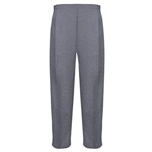 Man Womens Half Elasticated Trouser Stretch Waist Ladies Casual Office Work Formal Trousers Big Plus Size Pants with Pockets (Grey Length 27inch, 16)