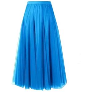 FXSMCXJ Long Skirt High Waist Pink Tulle Skirt Vintage For Women Black Long Tulle Skirts Women Puffy Pink Maxi Mesh Skirt-azure-80cm-elastic Waist